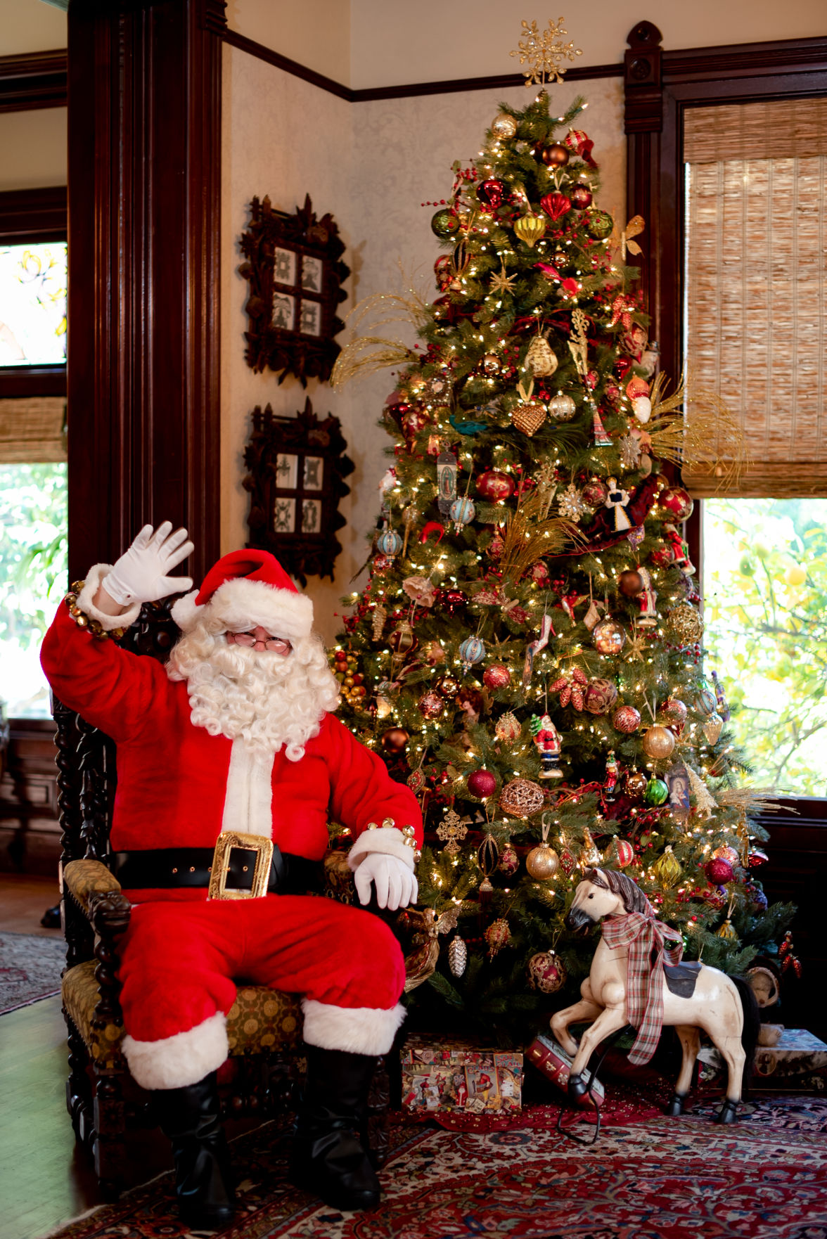 Santa By The Tree Waving